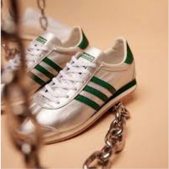 Adidas Women's Country OG 'Silver Metallic/Green' Sneakers Sz 9 - Picture 2 of 4